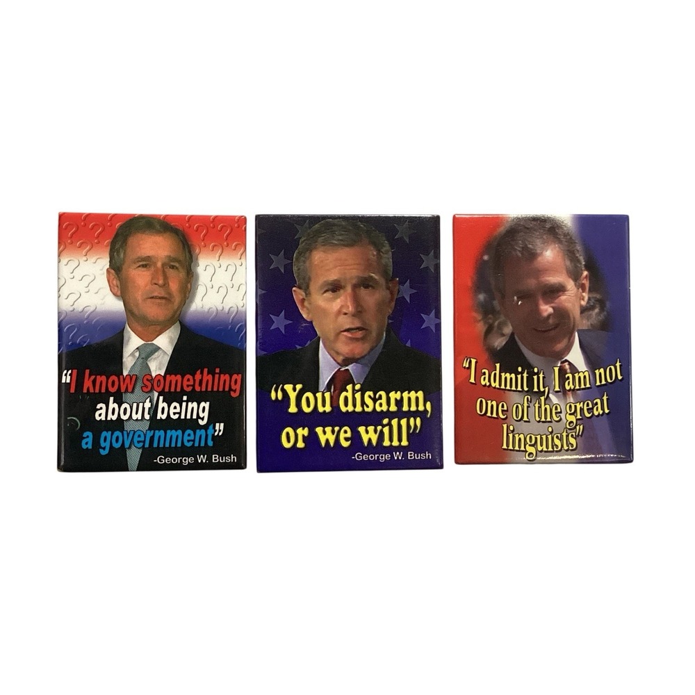 George W Bush Funny Quote Magnets Set 3 Bushisms Political Memorabilia 2.75"X3"